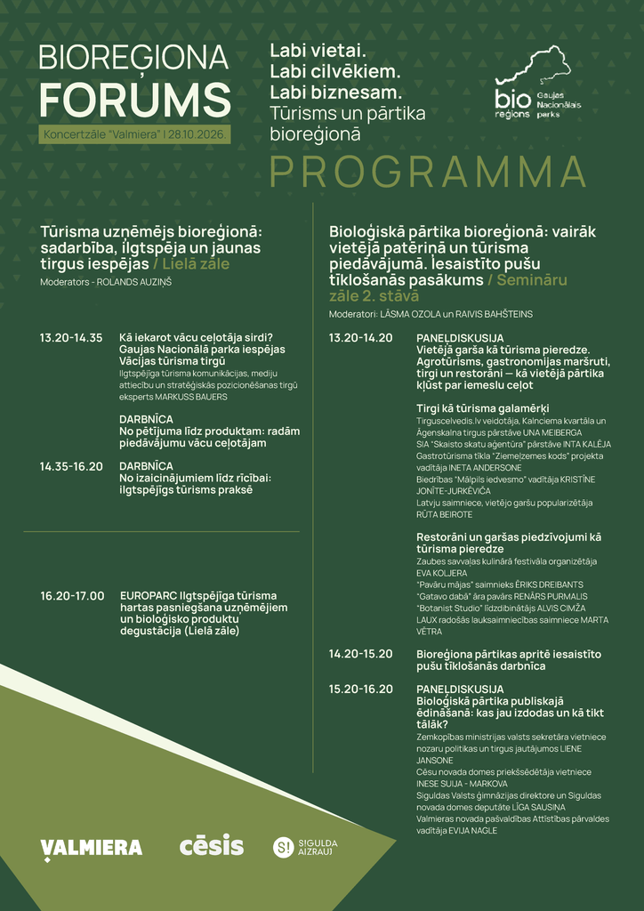 Bioreģiona foruma programma - 28.oktobrī Valmierā