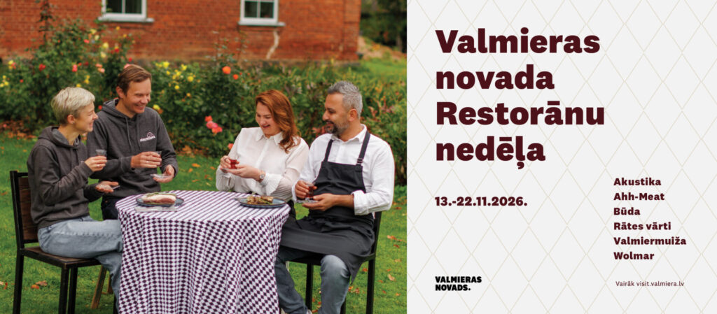 Valmieras novada restorānu nedēļa 2026 - 13. - 22. novembris. Attēlā pie viena galda sēž ražotājs un restorānu pārstāvji