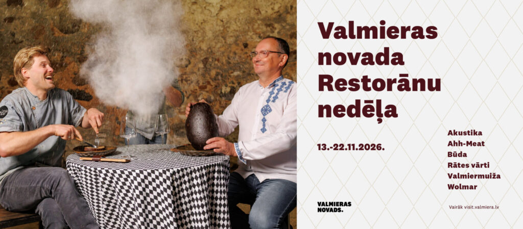 Valmieras novada restorānu nedēļa 2026 - 13. - 22. novembris. Attēlā pie viena galda sēž ražotājs un restorānu pārstāvji