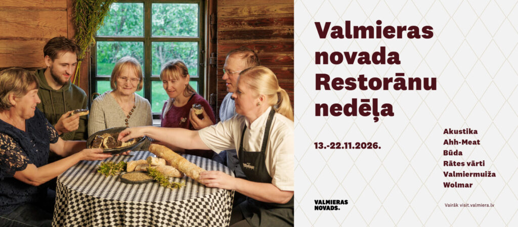 Valmieras novada restorānu nedēļa 2026 - 13. - 22. novembris. Attēlā pie viena galda sēž ražotājs un restorānu pārstāvji