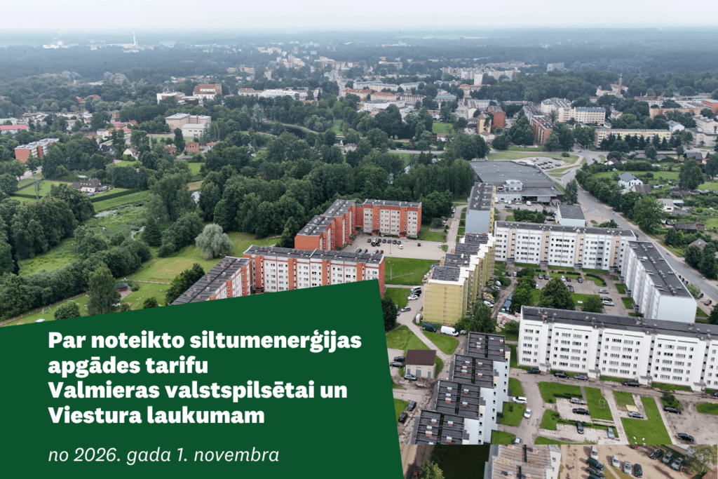 Valmieras aero foto ar uzrakstu