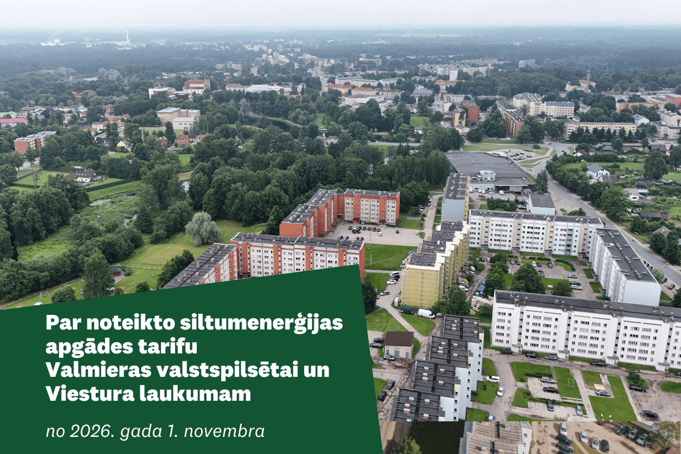 Valmieras aero foto ar uzrakstu