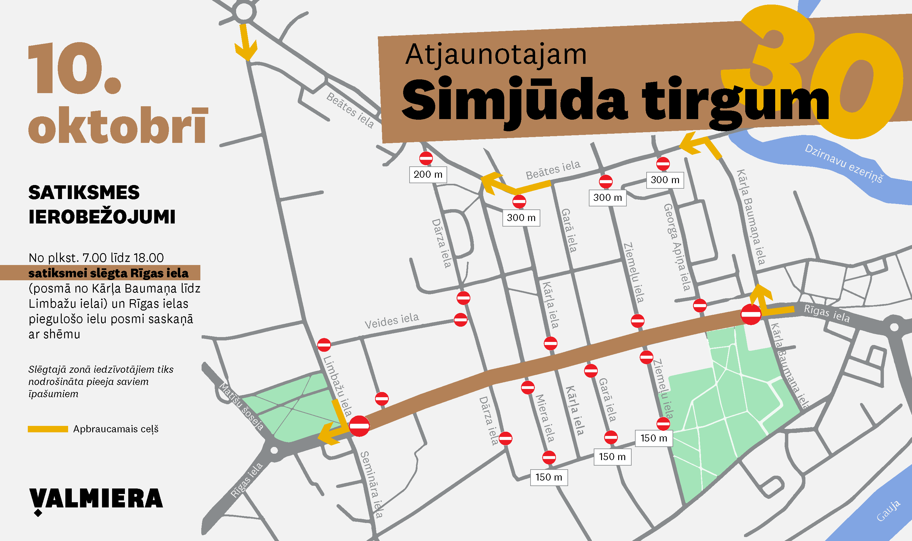 Satiksmes ierobežojumi Simjūda gadatirgus laikā Valmierā